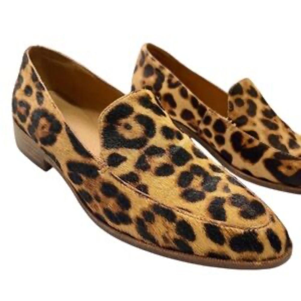 Madewell Leopard Print Calf Hair Loafers in Tan and Black
